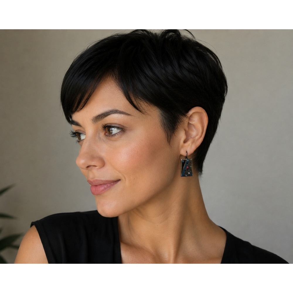 Floral Filigree Crystal Rectangle Drop Earrings